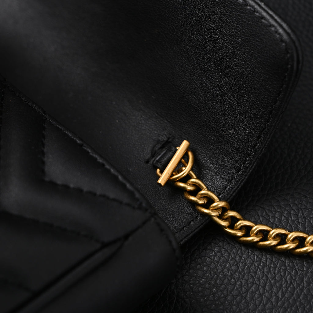 Gucci GG Marmont Matelassé Mini Shoulder Bag – Black Leather with Gold Chain