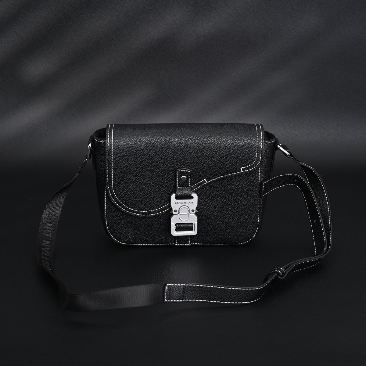 Dior Saddle Crossbody Bag – Black Grained Calfskin with Silver-Tone Hardware