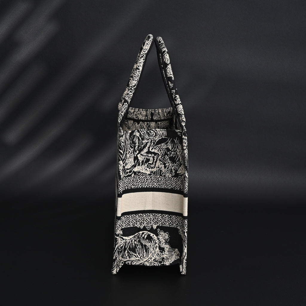 Dior Book Tote Bag – Black Toile de Jouy Embroidery