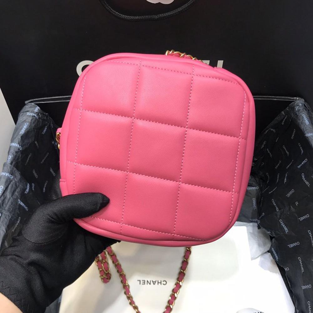 Chanel lambskin diamond cut Pink bag