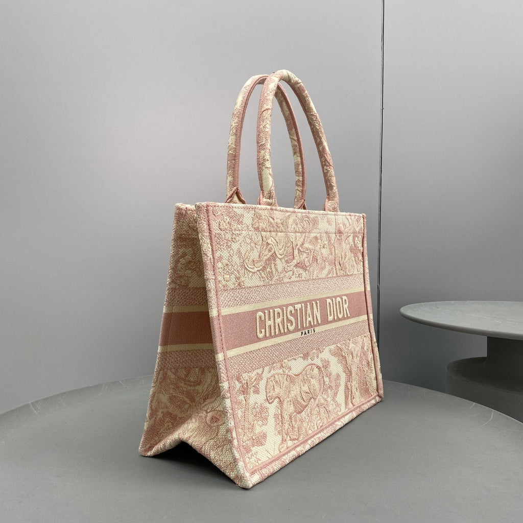 Dior Book Tote MediumPink Toile de Jouy Embroider - 36 x 27.5 x 16.5 cm